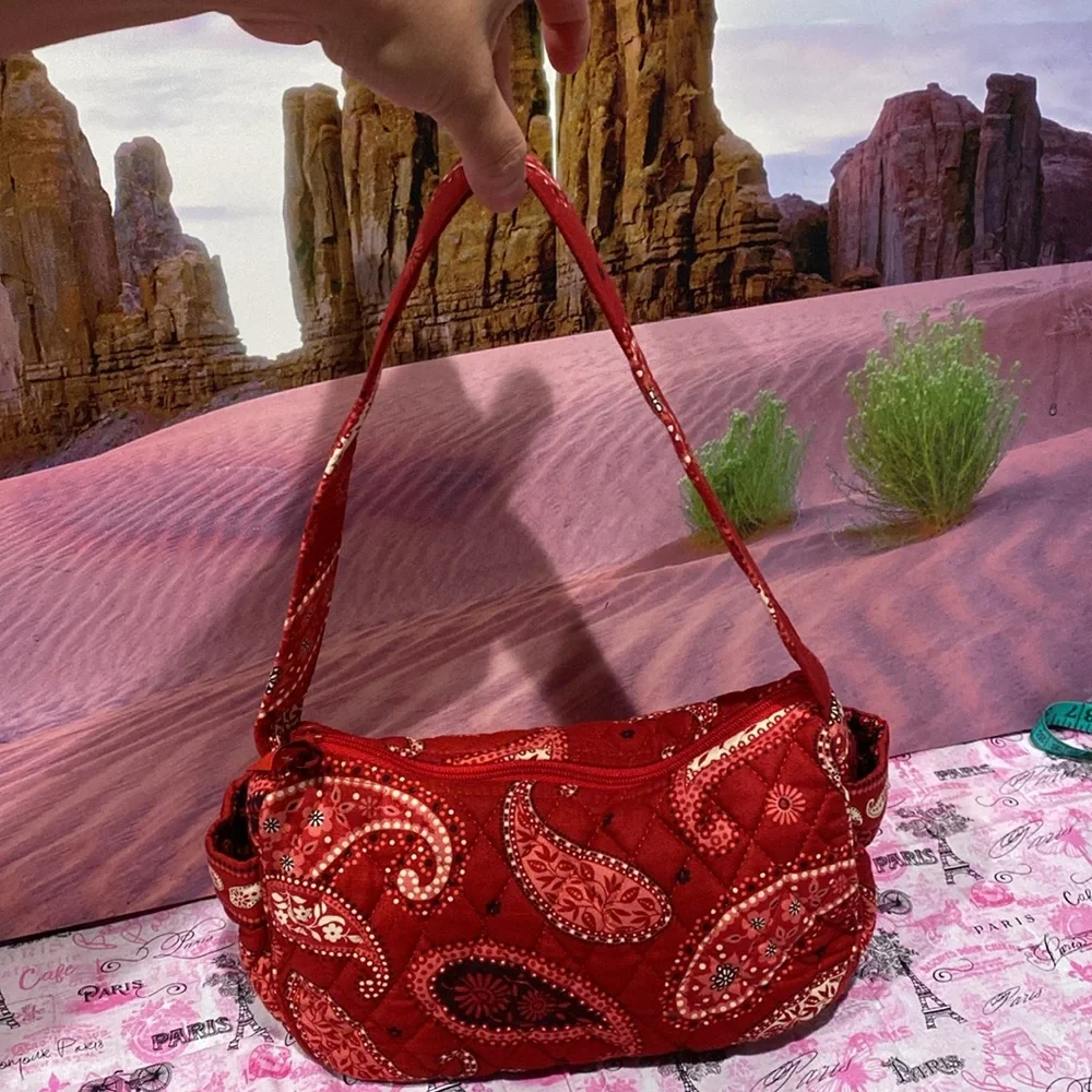 Two items Vera Bradley deep red Parsley shoulder bag.